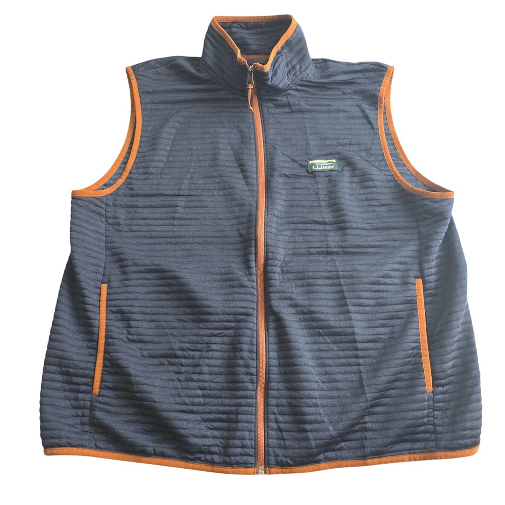 LL Bean Mens AirLight Quilted Vest Navy Blue Orange XL Regular 513274